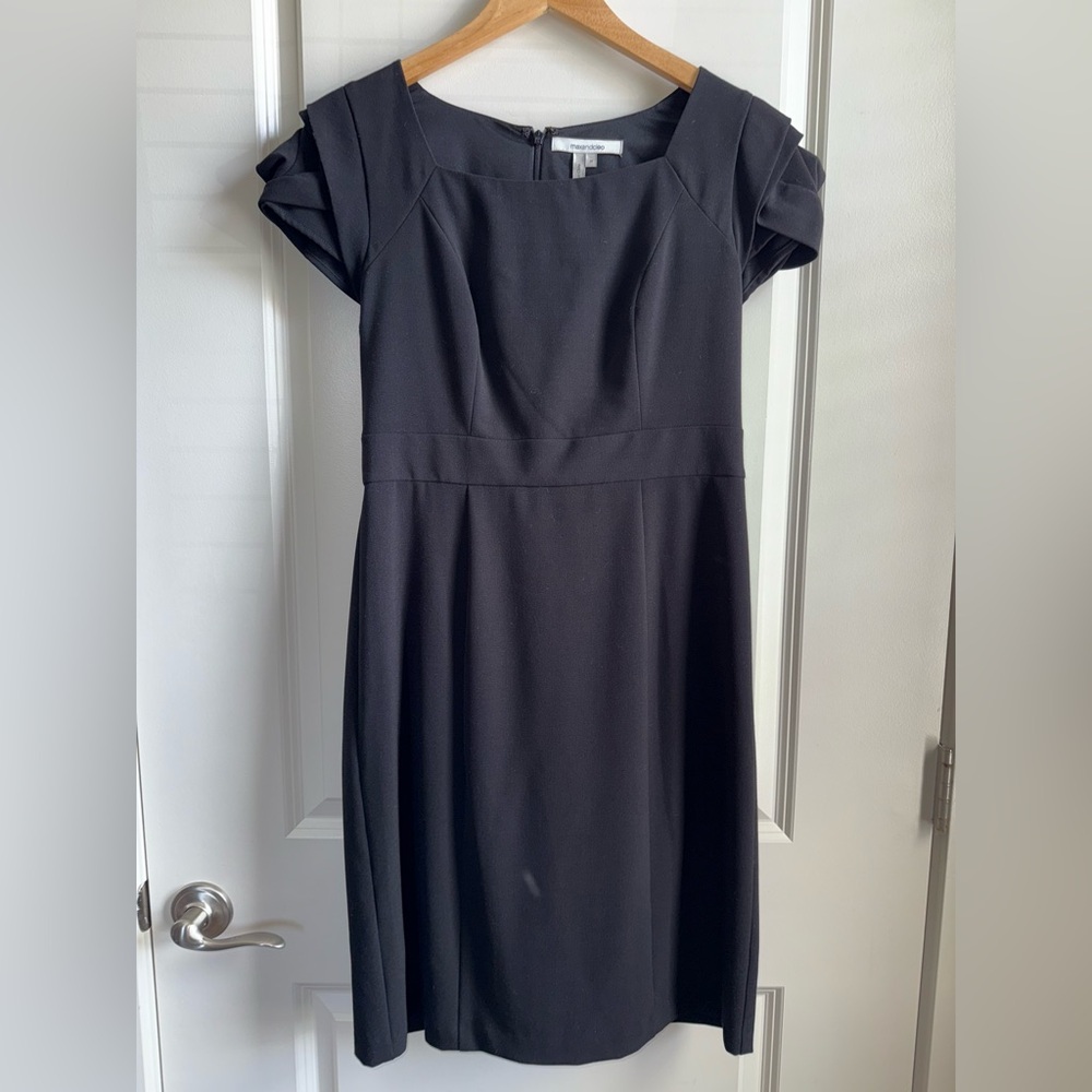Max & Cleo Classic Black Midi Dress Origami Sleeve Womens Size 10